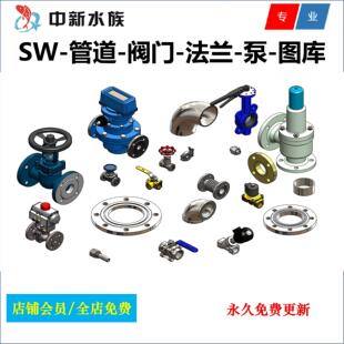 Solidworks管道设计库/SW管道法兰阀门泵3D模型图纸设计库三维图