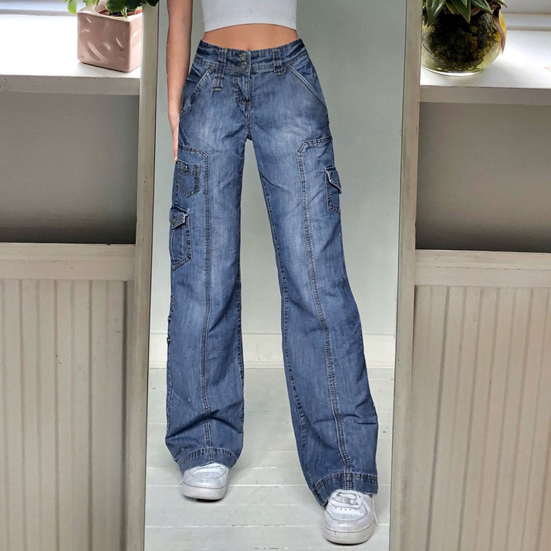 o Pats Wo Trousers Streetwr  Y2K Low Wst Wide Le