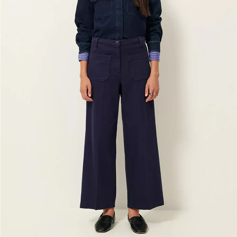 Sessun 褶裥直筒牛仔裤斜纹面料紧致垂感宽松休闲裤阔腿弹力百搭