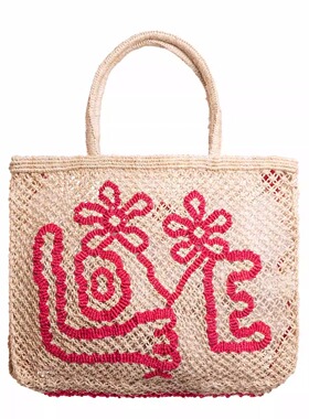 （可用消费券）The Jacksons夏季新款LOVE草编包单肩包旅游沙滩包