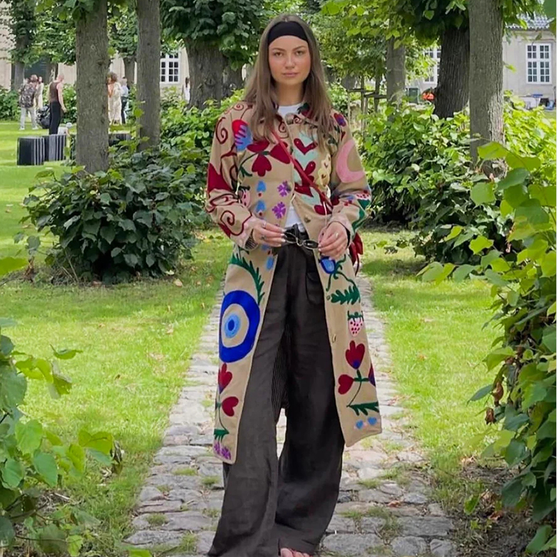 Sissel Edelbo 休闲设计感上衣多巴胺花卉刺绣文艺范外套随性浪漫