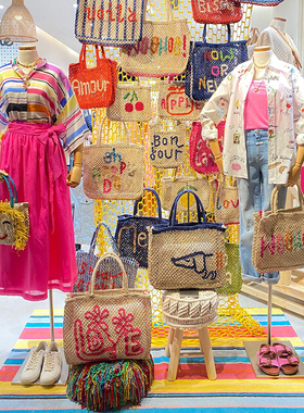 The Jacksons 官方正品法式手工编织包出游度假购物多容量手提包