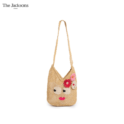 The Jacksons独家草编包女新款度假风卡通花朵单肩包小众编织包