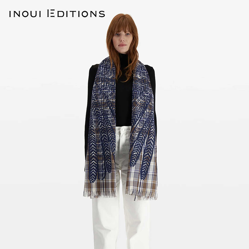 INOUI EDITIONS动物花卉图案羊毛围巾轻薄大披肩法式丝巾春季新款