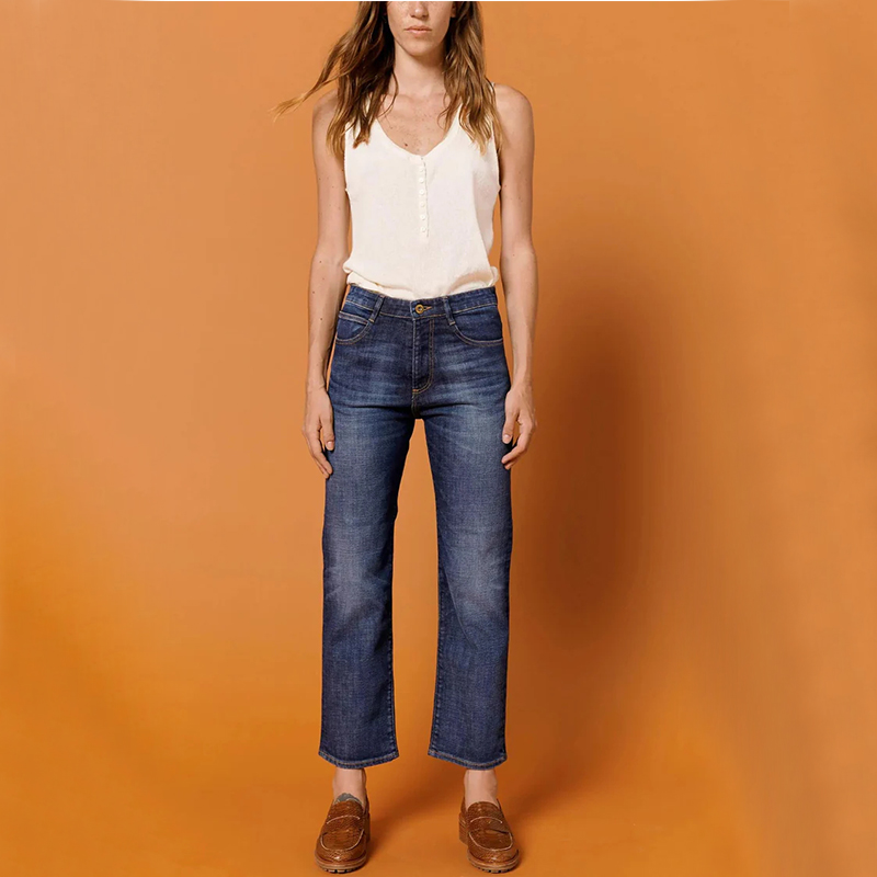 SESSUN 修身显瘦直筒牛仔裤时尚百搭简约水洗蓝高级感九分裤长裤