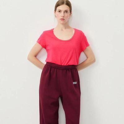 American Vintage 2024新款法式简约纯色慵懒风宽松女士上衣短袖