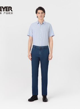 MEYER德国迈雅 男士轻薄牛仔裤夏高弹蓝色宽松版99412-BERLIN