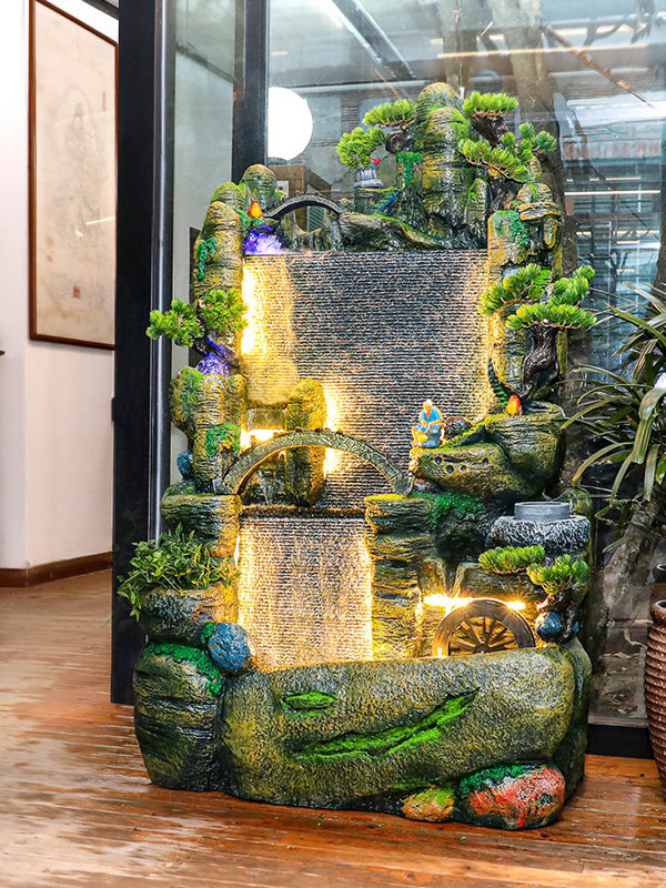 假山流水摆件循环水造景庭院花园鱼池景观布置鱼缸水景乔迁送礼