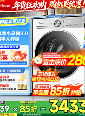 纯平全嵌小天鹅洗衣机12公斤滚筒全自动洗脱小乌梅TG12VE10PRO