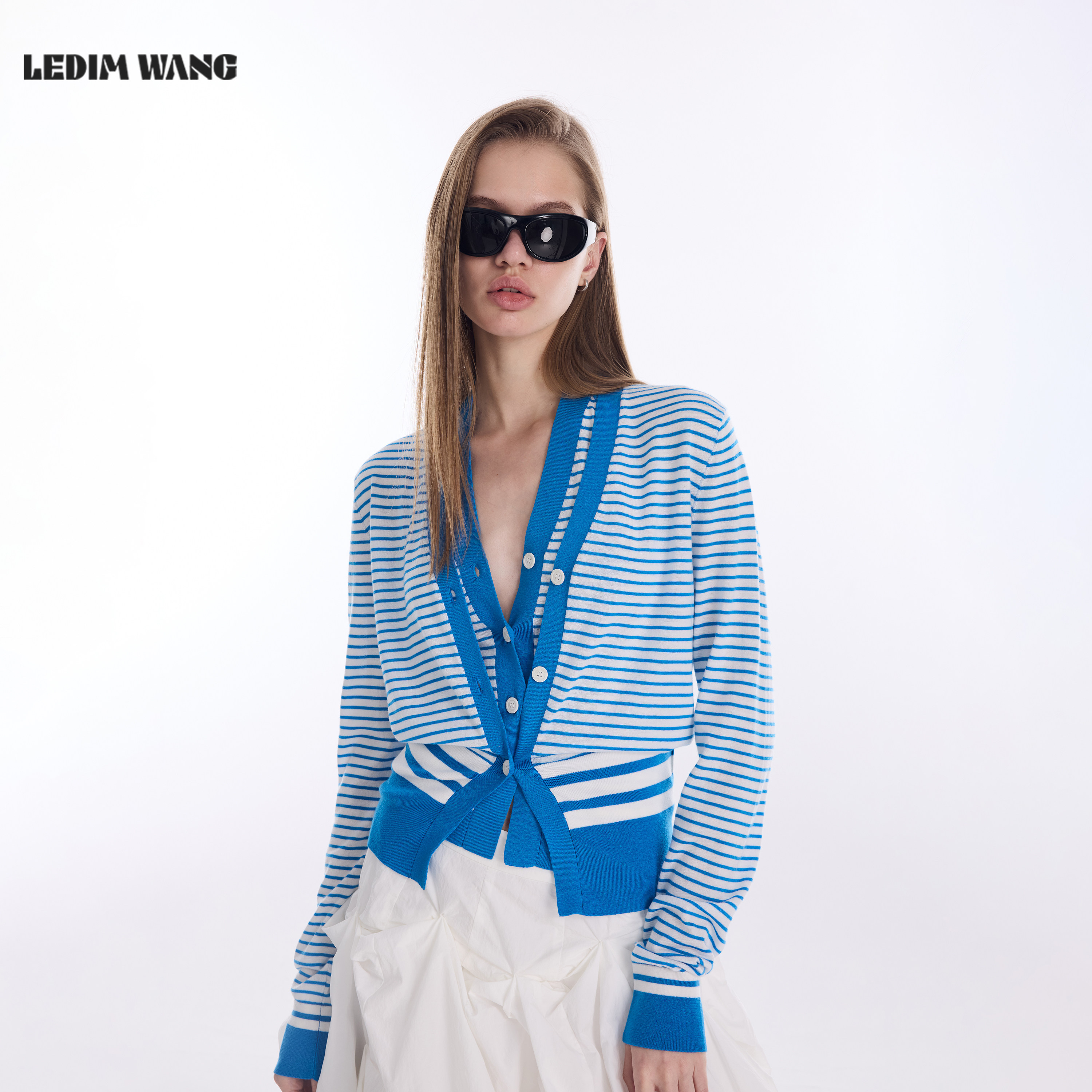 LEDIM WANGV领开衫纯羊毛针织衫女2026春新款学院风条纹收腰长袖,女装/女士精品,毛针织衫,淘宝优惠券,粉丝福利购,淘宝优惠卷