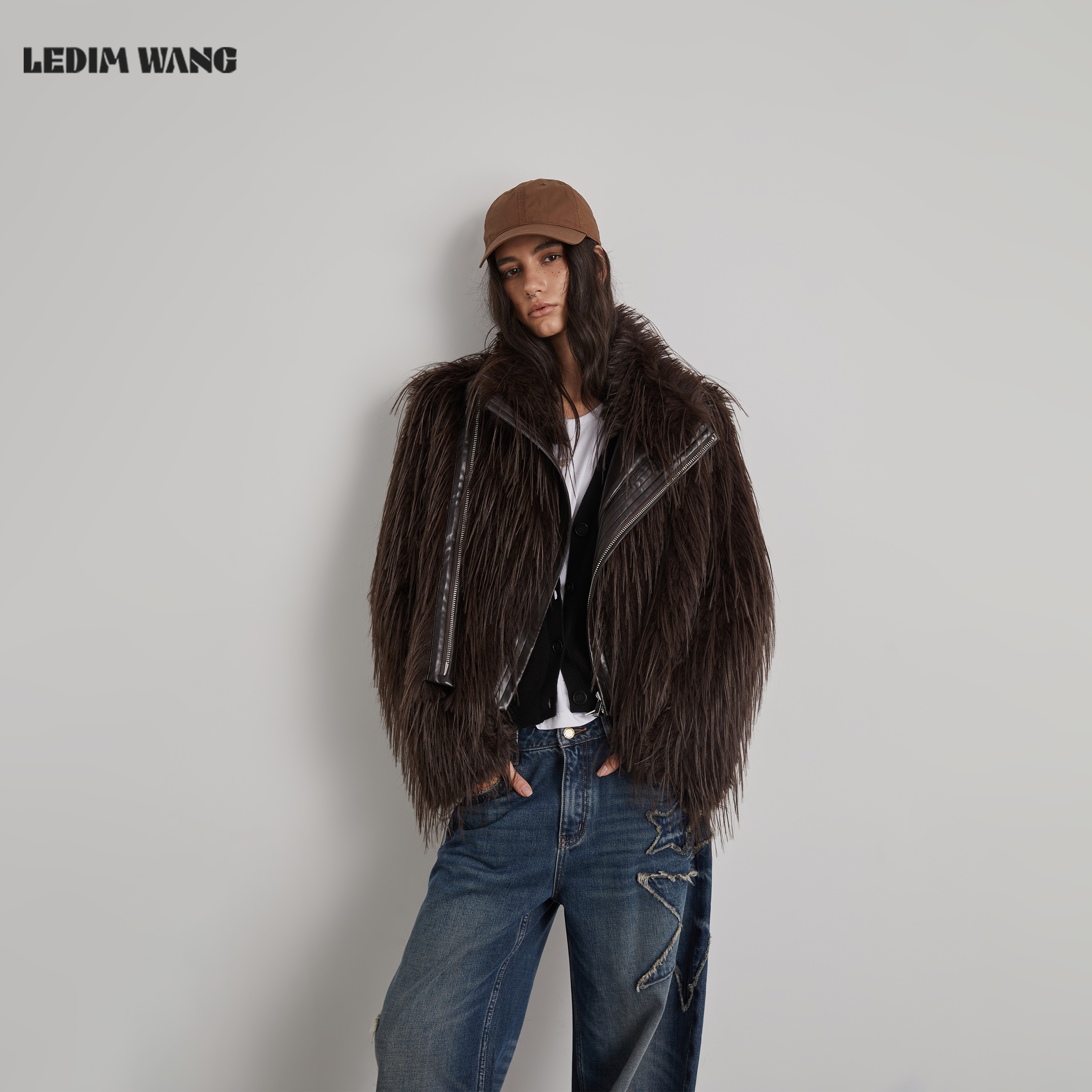 LEDIMWANG都市老钱仿皮草外套