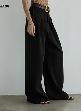 LEDIM WANG黑标/解构廓形休闲黑色西裤女秋冬高级感长裤2025新款