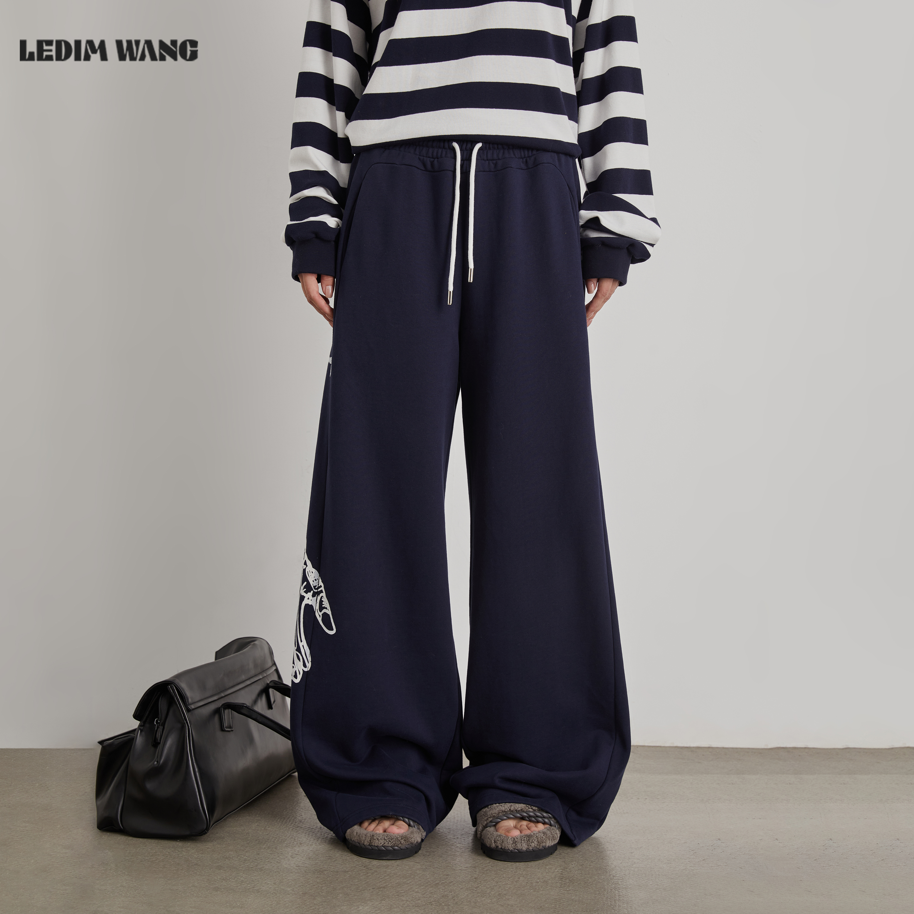 LEDIMWANG解构印花阔腿休闲卫裤
