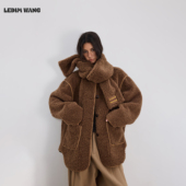 LEDIM 明星同款 WANG泰迪色毛毛外套仿羊羔毛皮草女26冬新款