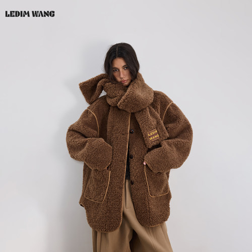 LEDIMWANG茶褐色环保皮草