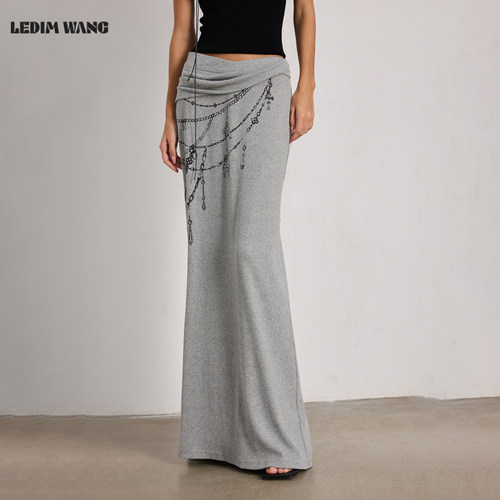 LEDIMWANG链条印花直筒半身裙女