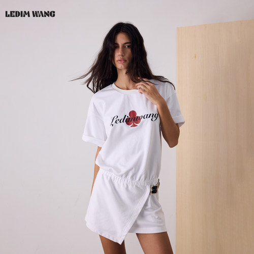 LEDIMWANG松弛感印花T恤连衣裙