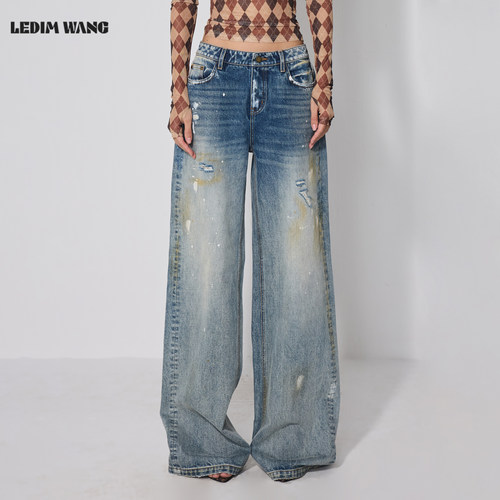 LEDIMWANG美式街头松弛感牛仔裤