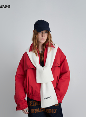 LEDIM WANG一体式连帽围巾白色女2025秋冬新款百搭休闲