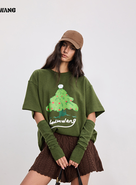 LEDIM WANG【圣诞系列】羊毛袖套绿色新款时尚穿搭配件