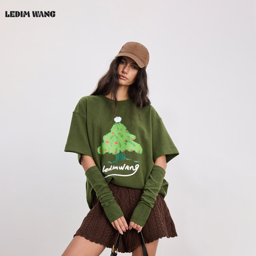 LEDIM WANG【圣诞系列】羊毛袖套绿色新款时尚穿搭配件