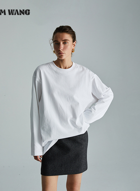 【明星同款】LEDIM WANG纯棉T恤女秋冬新款宽松基础款内搭长袖