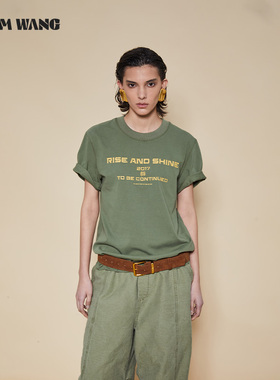 【明星同款】LEDIM WANG丛林探险印花T恤女休闲宽松直筒百搭短袖