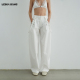 白色阔腿裤 长裤 WANG铆钉背带休闲裤 女秋新款 明星同款 LEDIM