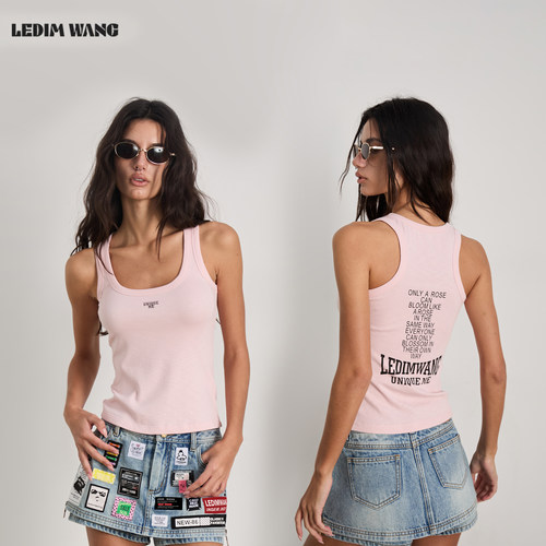 LEDIMWANG粉色修身针织吊带背心