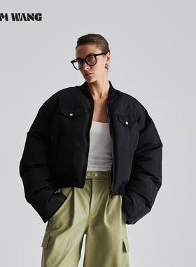 LEDIM WANG棒球流光短款羽绒服女2024冬季新款高级感夹克舒适保暖