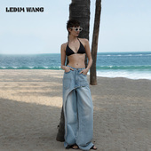 阔腿裤 百搭波嬉风长裤 WANG搭片垂感牛仔裤 女款 明星同款 LEDIM