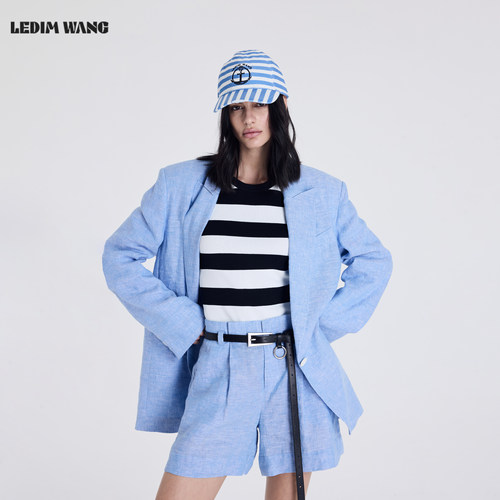 LEDIMWANG蓝色亚麻时尚套装