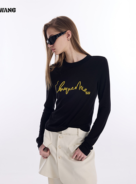 LEDIM WANG莱赛尔毛针织衫女2026春季新款黑色内搭打底衫长袖上衣