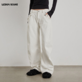 WANG立体剪裁休闲裤 女25秋冬新款 马蹄裤 LEDIM 白色高级感宽松长裤