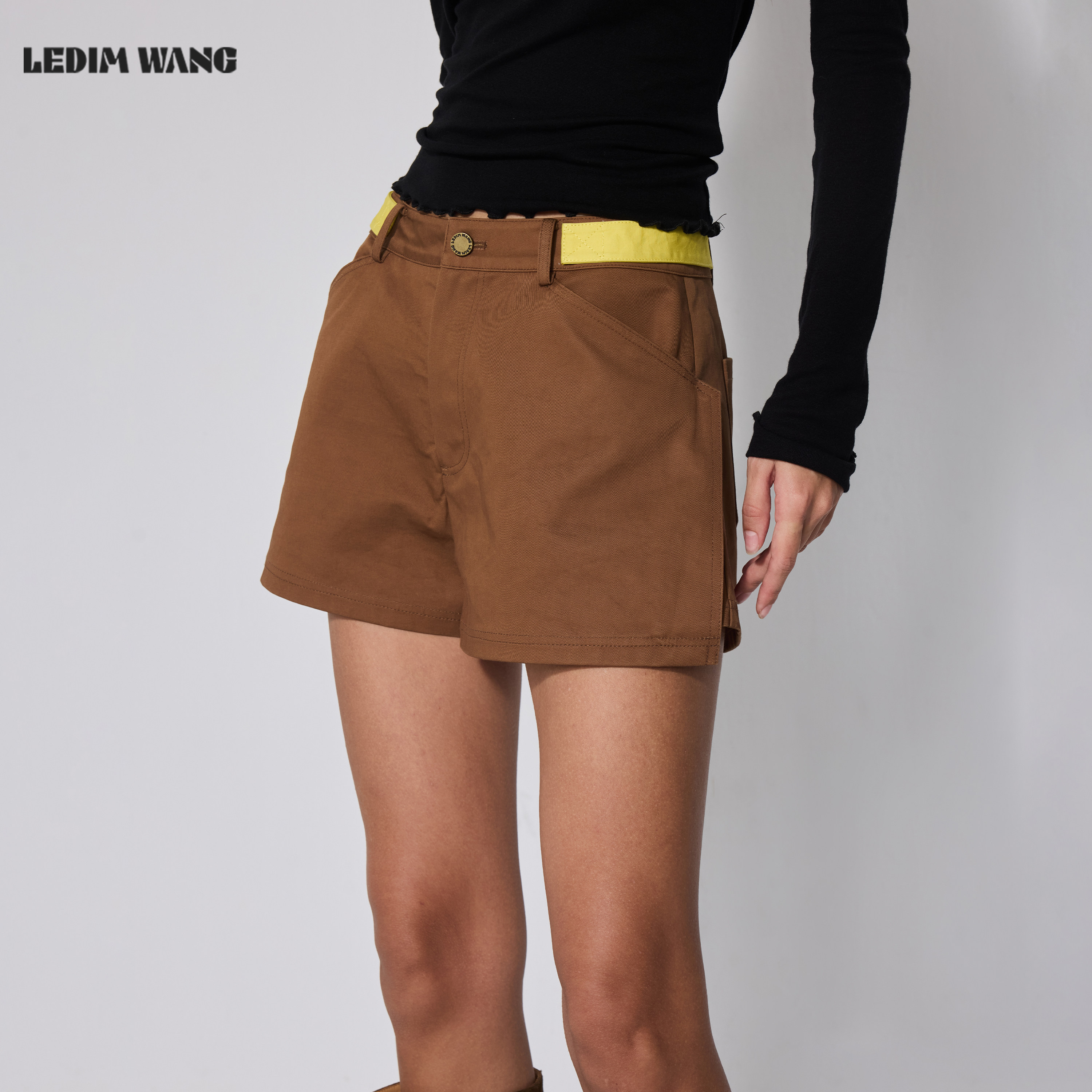 LEDIMWANG撞色解构挺括休闲裤女图片