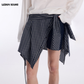 LEDIM 叠穿搭片撞色半身裙配饰 一片式 WANG格子屁帘女2026春季 新款