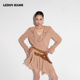 WANG白标 波嬉风V领雪纺连衣裙女2025秋季 新款 LEDIM 修身 卡其短裙