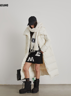 【明星同款】LEDIM WANG白鹅绒羽绒服纯白长款女保暖外套25冬新款