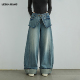 明星同款 LEDIM WANG双腰搭片牛仔裤 男女同款 25秋弯刀阔腿长裤