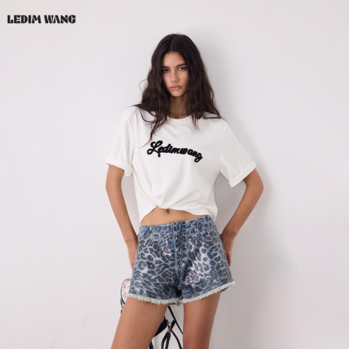 LEDIMWANG简约字母T恤女短款
