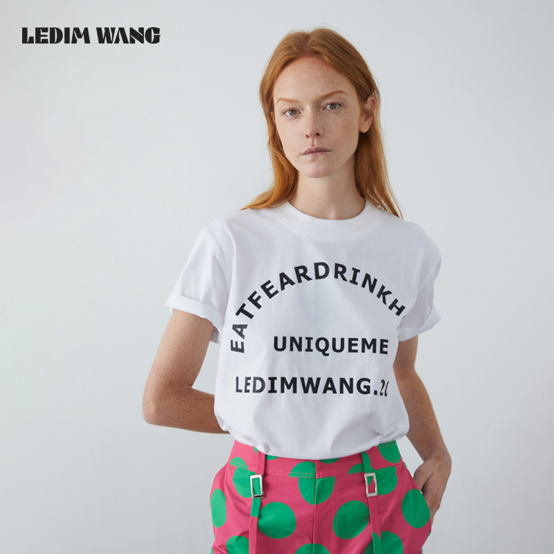 LEDIMWANG字母短袖印花T恤