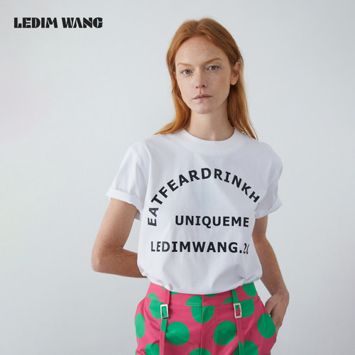 LEDIMWANG字母短袖印花T恤