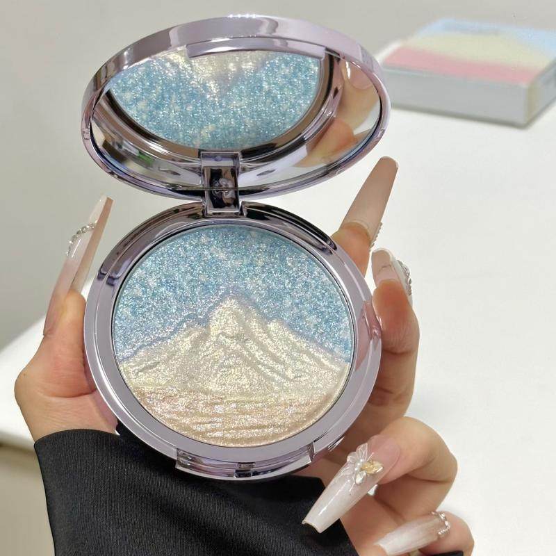 日照金山三色高光粉盘钻闪粉珠光爆闪脸部提亮细闪眼影腮红水光肌