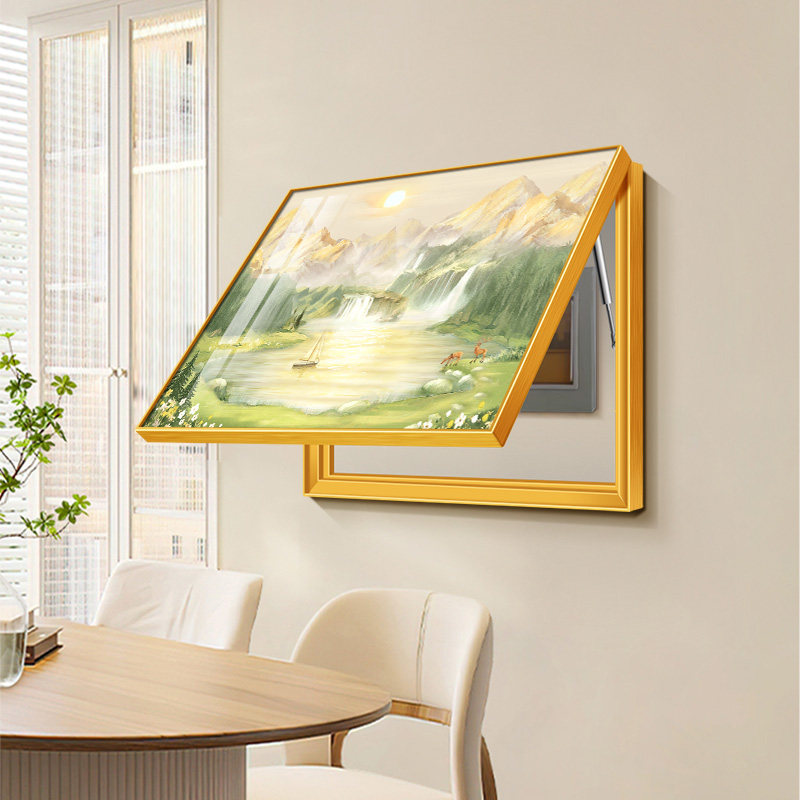 日照金山电表箱装饰画 画现代简约聚宝盆山水画 画客厅电源开 关,家居饰品,现代装饰画,淘宝优惠券,粉丝福利购,淘宝优惠卷