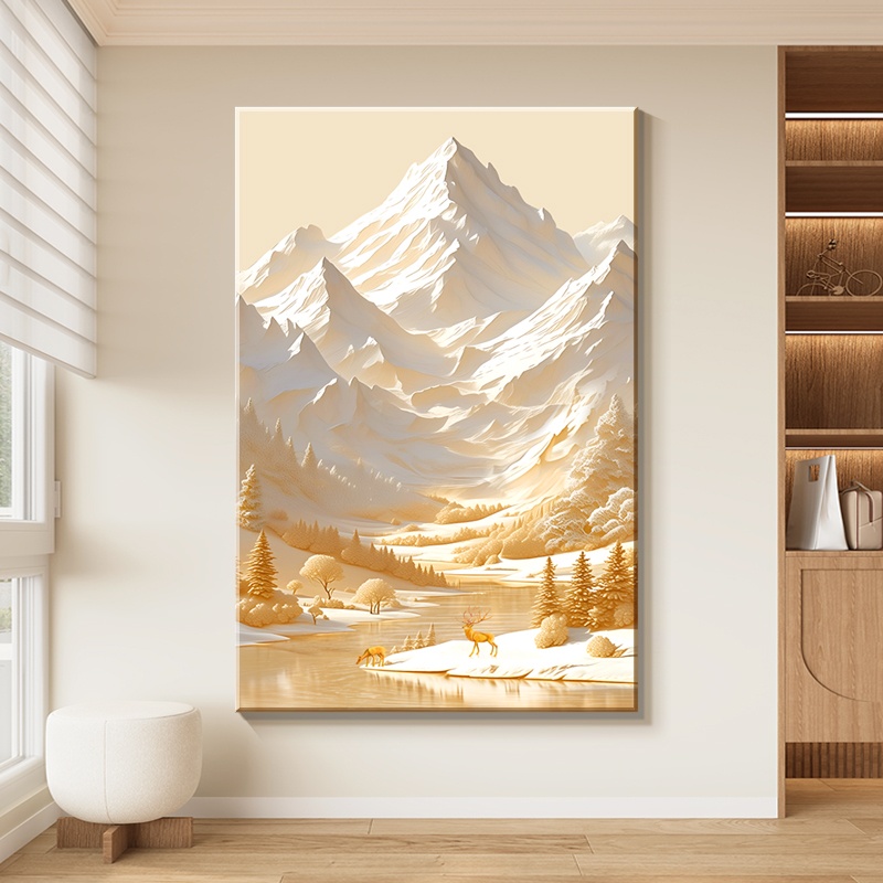 客厅简约现代日照金山装饰画