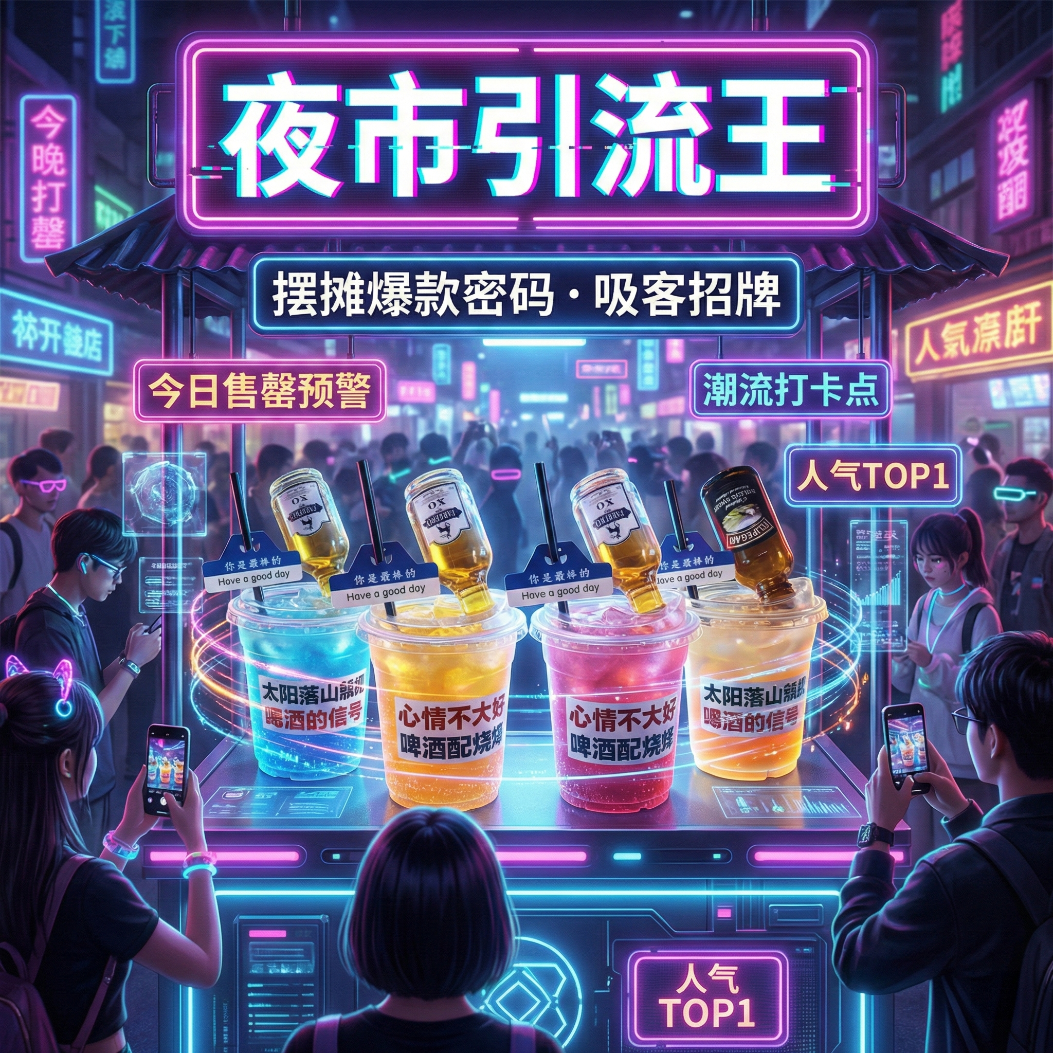 微醺小酒瓶套装便利店10/20套50ml玻璃瓶夜市摆摊威士忌街头调酒