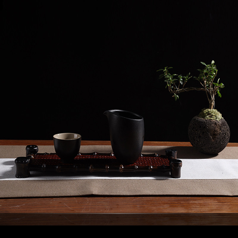 好货竹鞭茶杯架竹制收纳架茶托盘席面竹杯托功夫茶具茶壶茶架杯垫