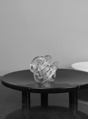 简约现代天然黑白大理石高脚托盘糕点盘客厅餐桌茶几收纳装饰摆件