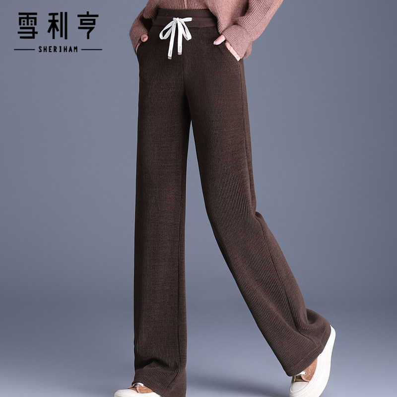 好货阔腿裤女2025新款秋冬垂感雪尼尔加绒妈妈装直筒裤厚款秋季女