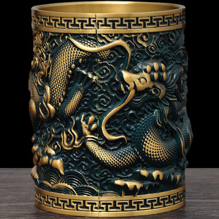 黄铜笔筒摆件教师节礼物送领导退休纪念品男礼物办公室桌面装饰品